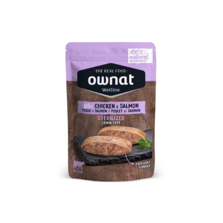 Comida Húmida para Gato Esterilizado | Sem Cereais | 65% Frango e Salmão | Ownat Wetline | 85 g 🐱🐓 🐟