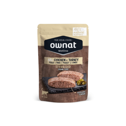 Comida Húmida para Gato Esterilizado | Sem Cereais | 65% Frango e Peru | Ownat Wetline | 85 g 🐱🐓🦃